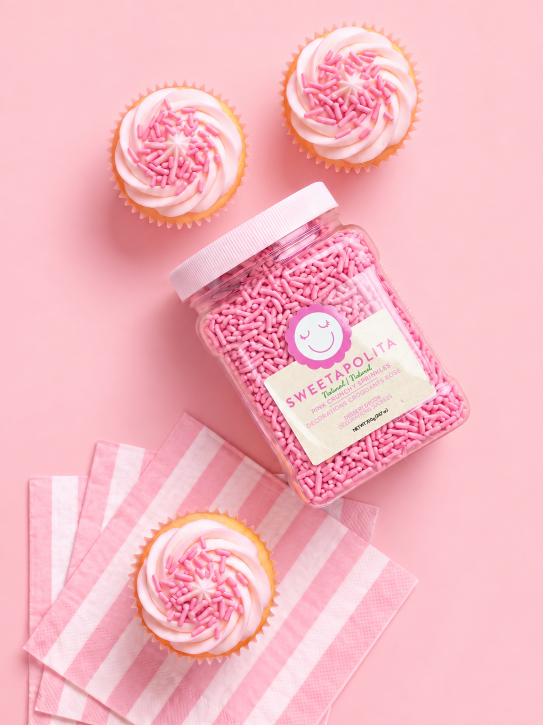 Natural Pink Crunchy Sprinkles