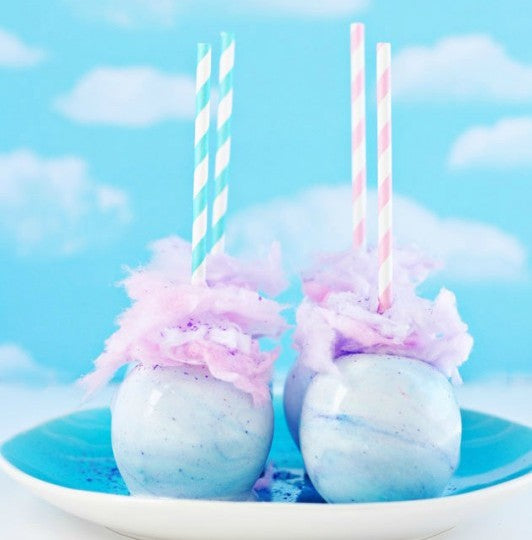 Whimsical Pastel Swirl Cotton Candy Apples