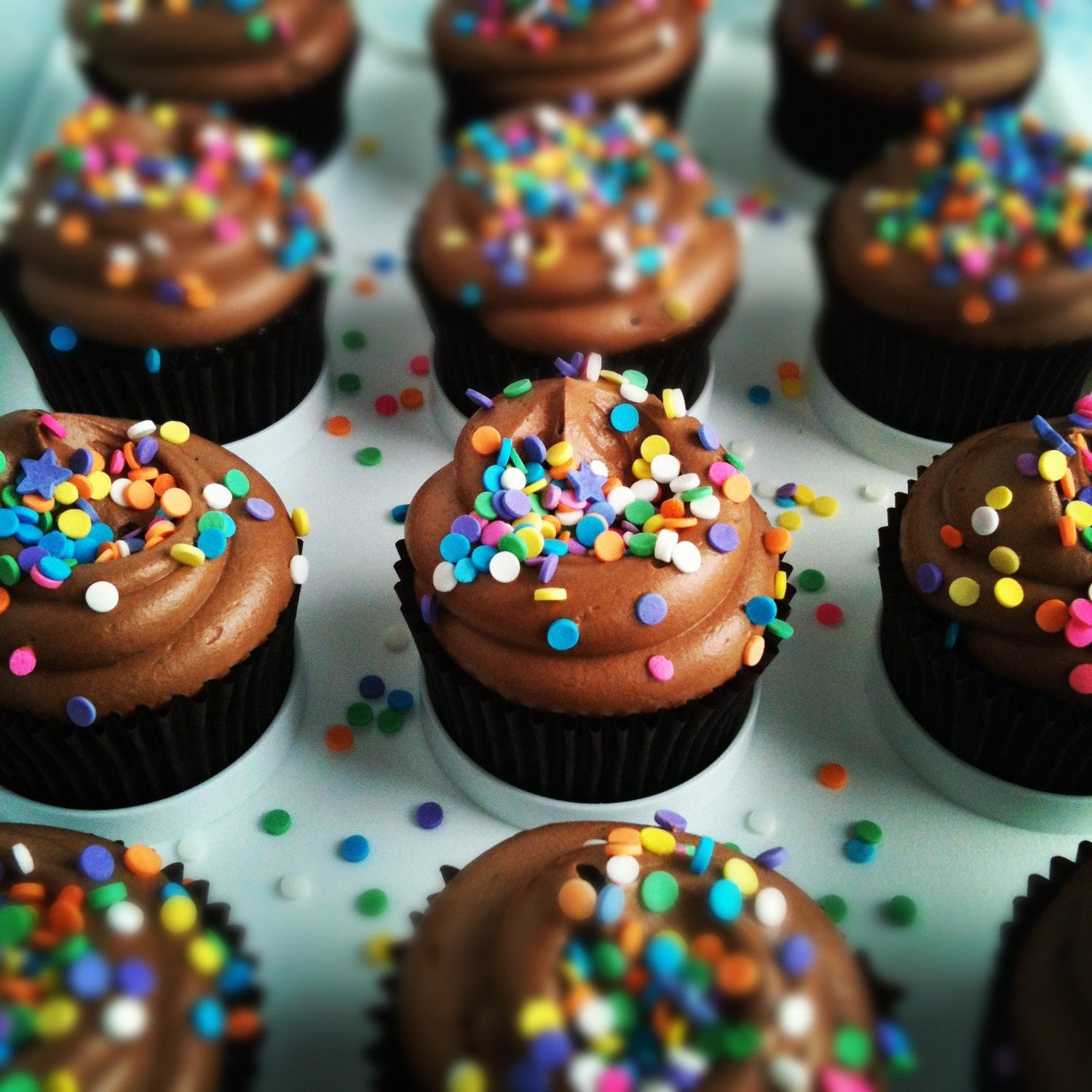 Chocolate Birthday Cupcakes with Nutella Cloud Frosting - Sweetapolita