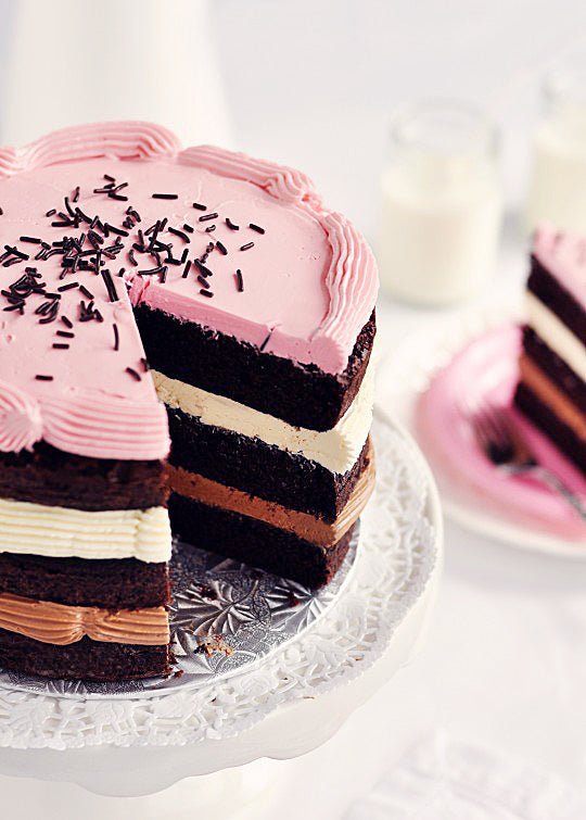 Inside-Out Neapolitan Layer Cake - Sweetapolita