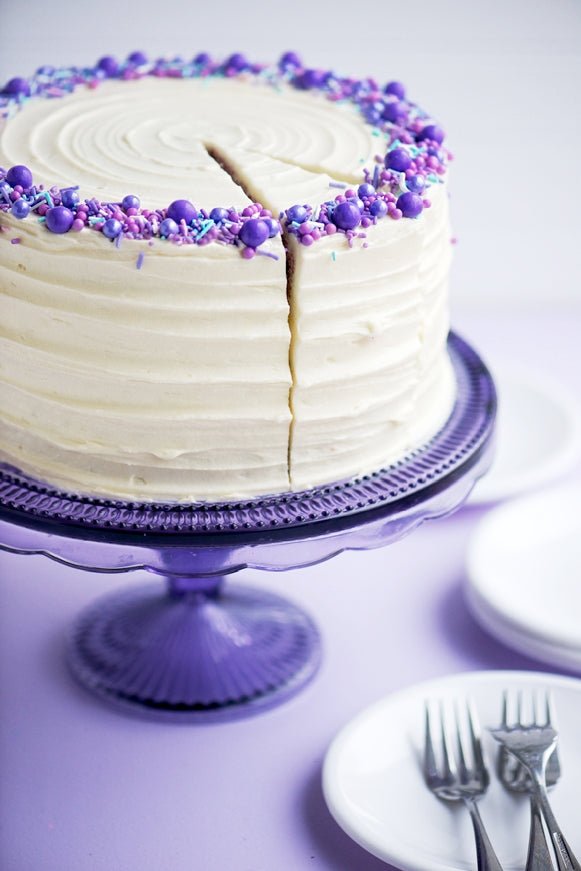 Purple Velvet Cake with Cream Cheese Frosting - Sweetapolita