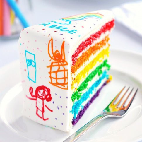 Rainbow Doodle Birthday Cake - Sweetapolita