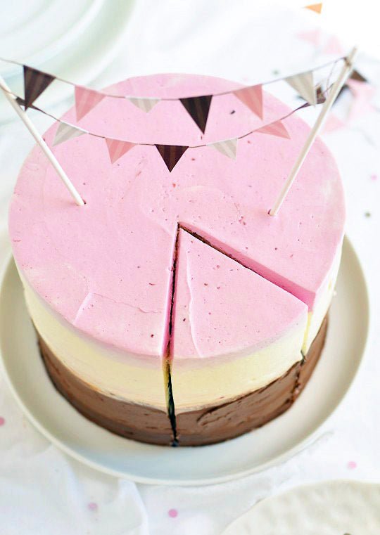 Raspberry Neapolitan Party Cake - Sweetapolita