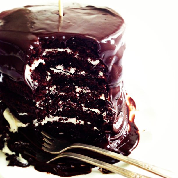 Vanilla Cream-Filled Double Chocolate Cake for Two - Sweetapolita